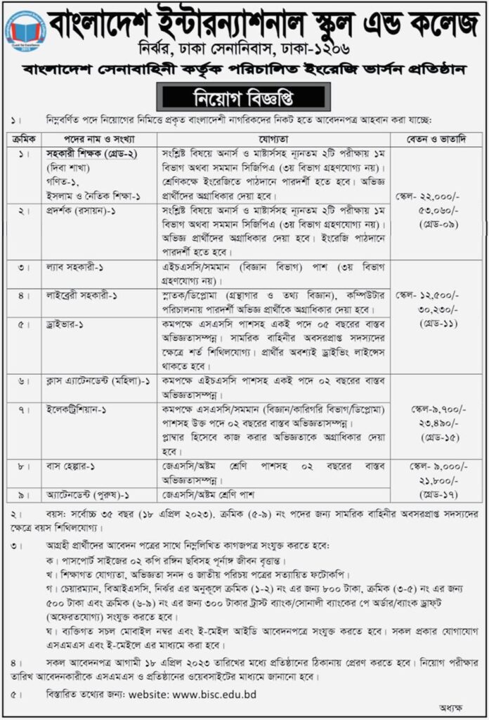 Bangladesh International School and College এ শিক্ষক নিয়োগ