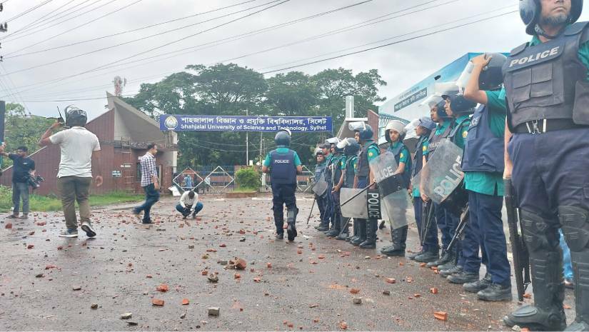 শাবিপ্রবি শিক্ষার্থীদের সঙ্গে স্থানীয়দের সংঘর্ষে অন্তত ২০ জন আহত