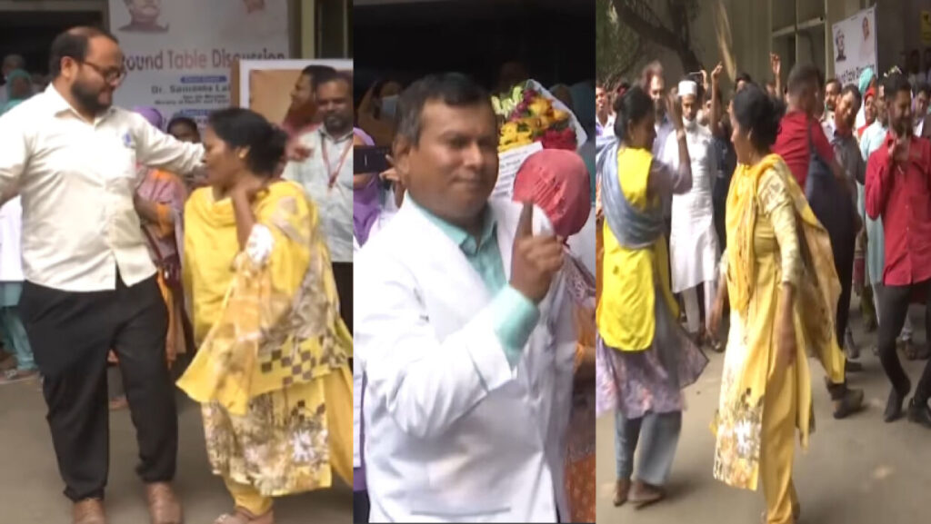 নেচে-গেয়ে বরণ নতুন ভিসিকে